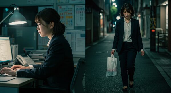 仕事に追われるキャリアウーマン